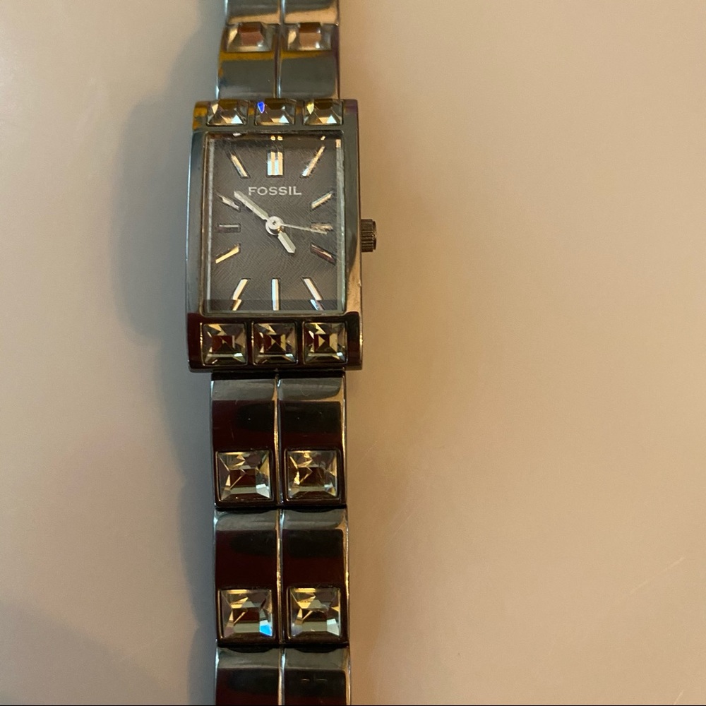 Fossil Watch Gunmetal Color with Crystal accents